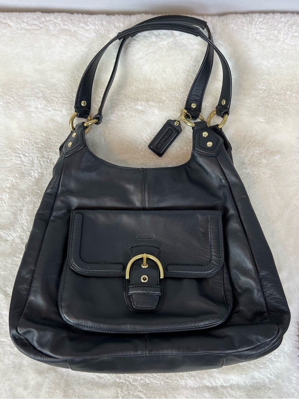 Coach Campbell Hobo Black Leather Shoulder Bag